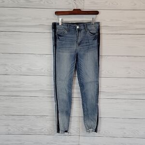 Vervet Glistening Blue Denim Skinny Jeans Cropped  Womens Size Waist 29"